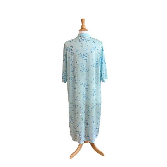 Sindrella Baby Blue Floral 3/4 Sleeve Long Robe, Size L - Picture 3 of 11